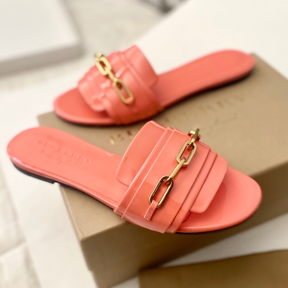 Burberry | ‘Coleford’ Patent Leather Flat Slides - Picture 7 of 16
